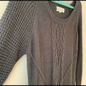 Pink Rose Cable Knit Sweater Dress Gray